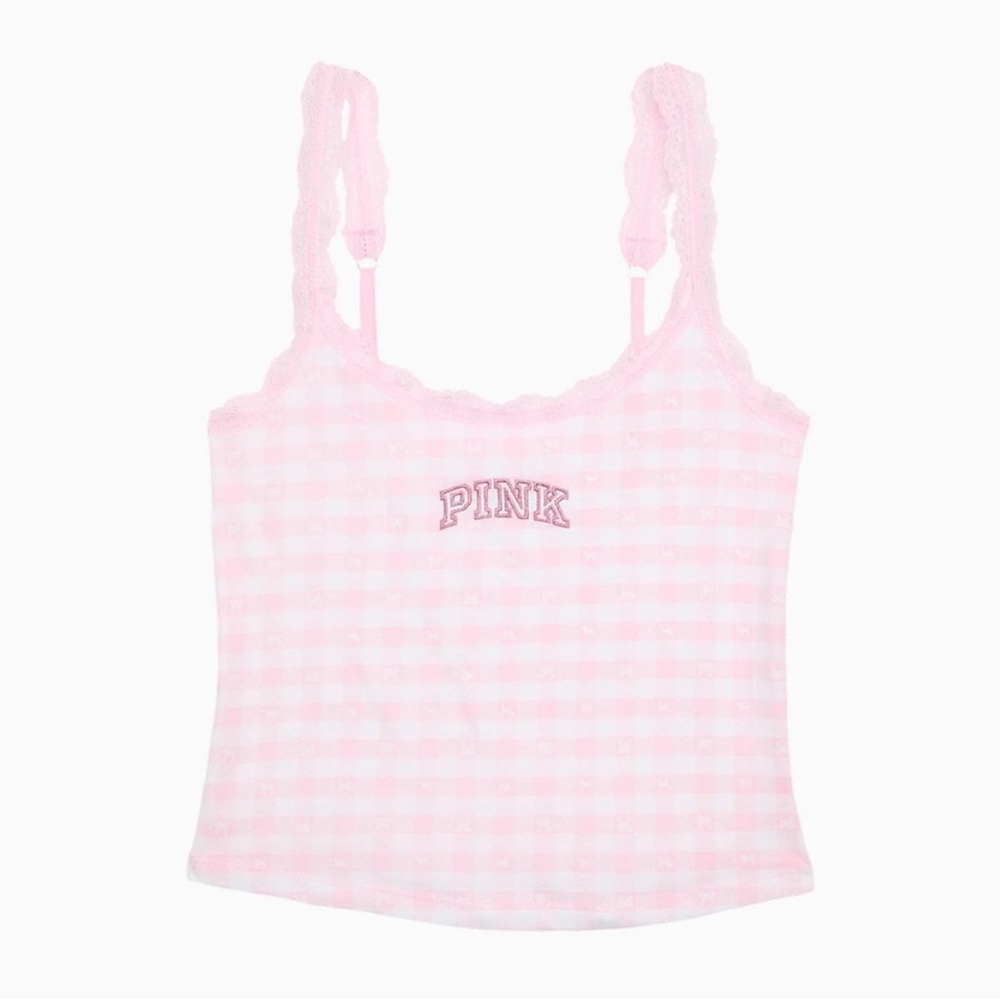 PINK X LoveShackFancy Cotton Cami Icon Gingham - Picture 2 of 5